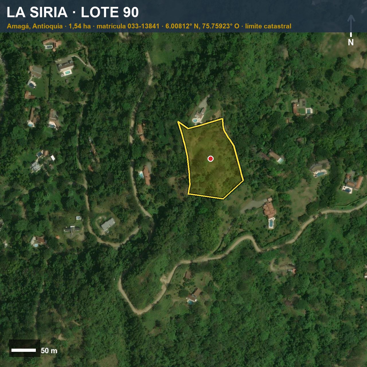 Lote 90 cadastral boundary on satellite